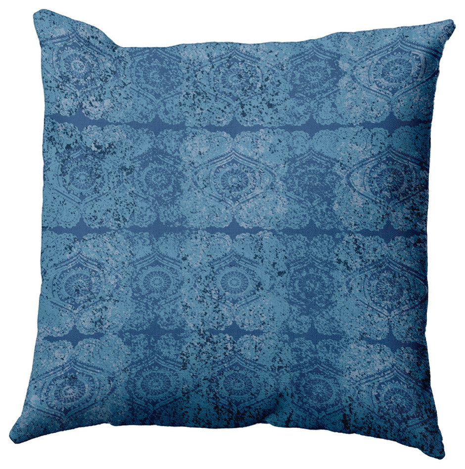 Patina Geometric Print Pillow, Blue, 20" X 20"