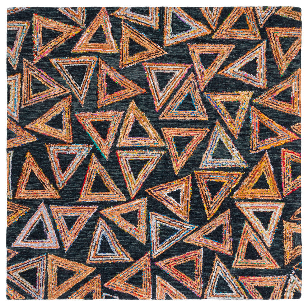 Safavieh Aspen Apn533Y Bohemian Rug, Dark Green and Black, 7'0"x7'0" Square