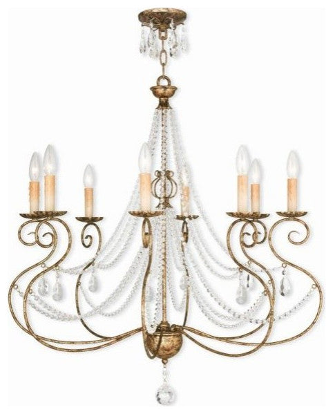 Livex 51908-36 8-Light European Bronze Chandelier, Hand Applied European Bronze