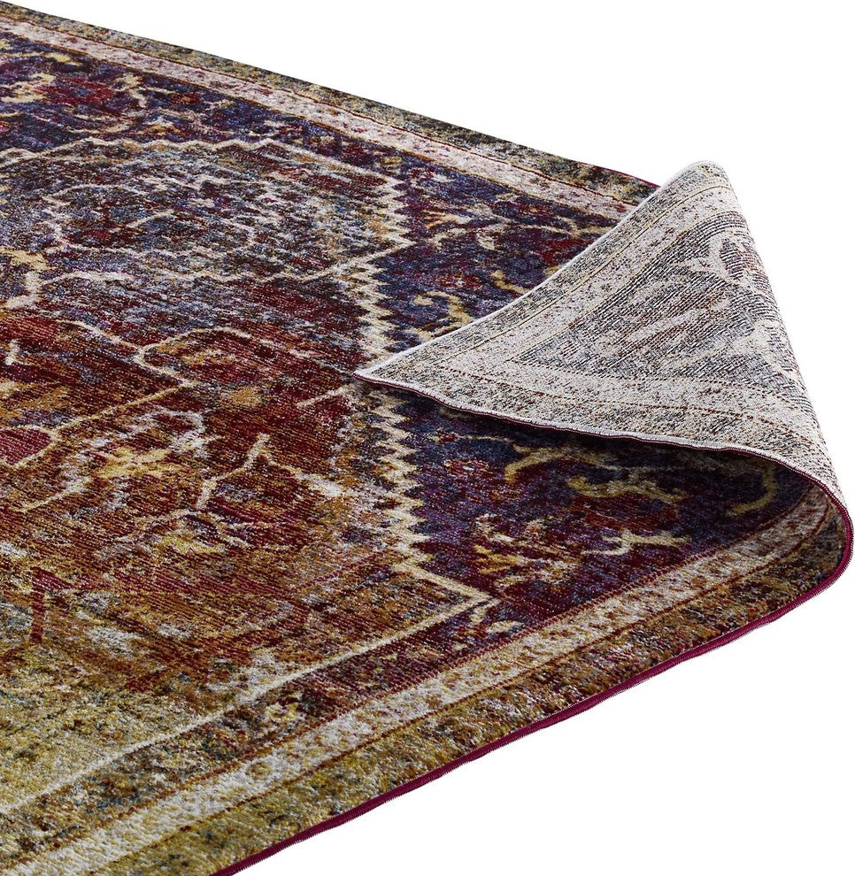 Transitional Distressed Vintage Floral Persian Medallion 8x10 Area Rug