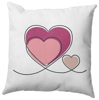 Hearts With Outlines Decorative Throw Pillow, Pink Icing, 20"x20"
