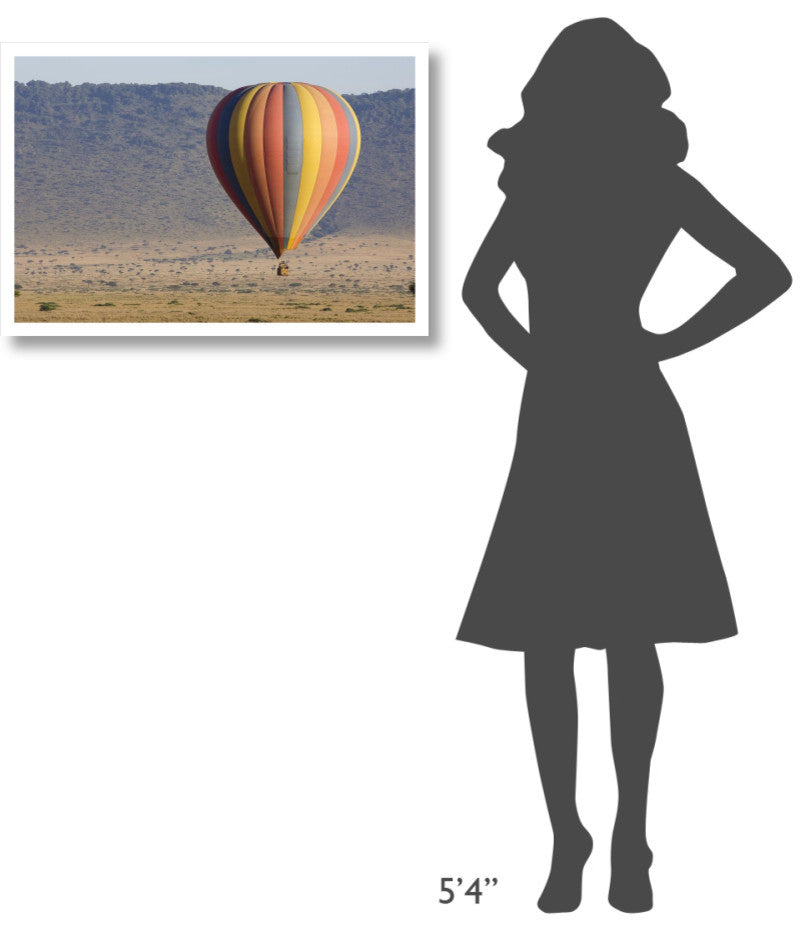 "Hot air balloon over savanna, Masai Mara Triangle, Kenya" Paper Art, 32"x22"