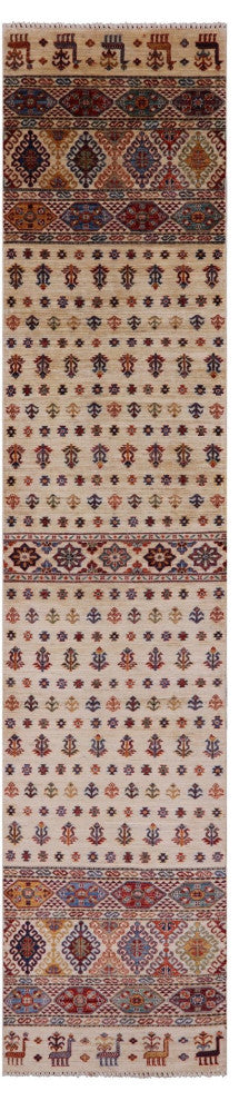 2' 8" X 12' 10" Persian Gabbeh Tribal Hand Knotted Wool Runner Rug Q10828