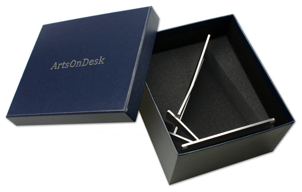 Modern Cell Phone Stand, Stainless Steel, Satin Finish.