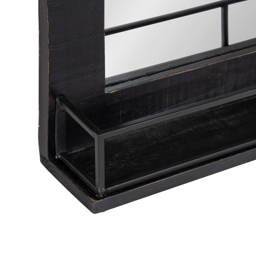 Cates Framed Wall Mirror with Shelf, Black 24x31