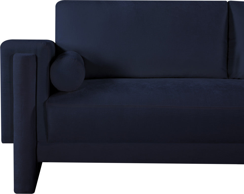 Madeline Chenille Fabric Upholstered Chair, Navy, Loveseat
