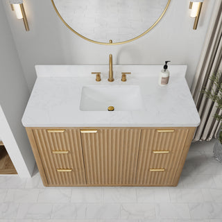 Vinnova Cadiz Bath Vanity, Composite Stone Top, Washed Ash Grey, 48", With Mirror