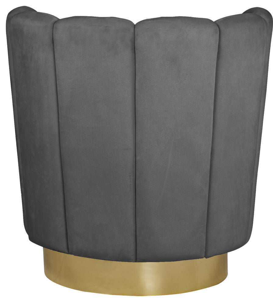 Lily Velvet Upholstered Accent Chair, Gray