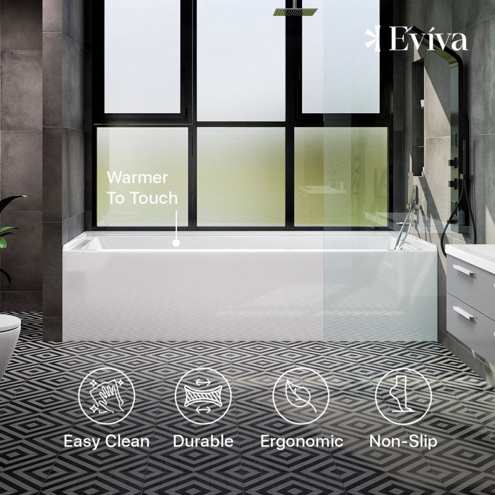 Eviva Nova Alcove 60" Acrylic Bathtub with Right Hand Drain