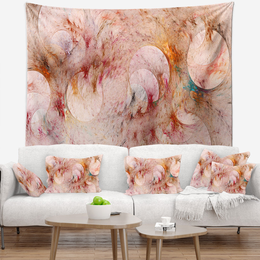 Red Circles Fractal Texture Abstract Wall Tapestry, 92"x78"
