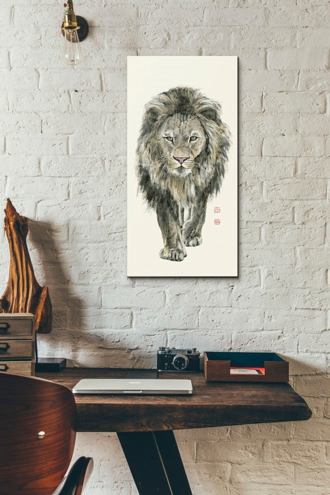 Epic Graffiti "Majestic King of the Jungle" by River Han, Giclee Canvas, 12"x24"