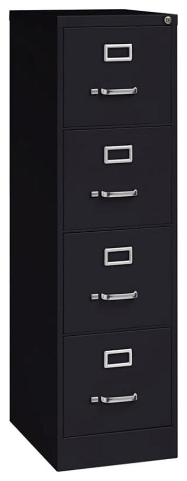 Scranton & Co 22" 4-Drawer Metal Letter Width Vertical File Cabinet in Black