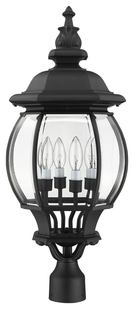 Textured Black Traditional, Colonial, Outdoor Post Top Lantern
