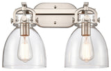 Innovations Lighting 412-2W-SN-7CL Newton Bell 2 Light 17" Bath Vanity Light