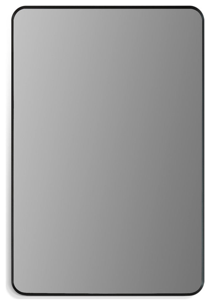 Nettuno Rectangle Bathroom/Vanity Aluminum Framed Wall Mirror, Matt Black, 24"