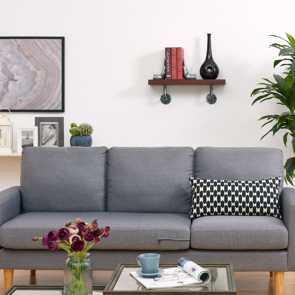 Danya B. 24" x 7" Floating Pipe Industrial Rustic Wall Mount Shelf, Umber Mocha