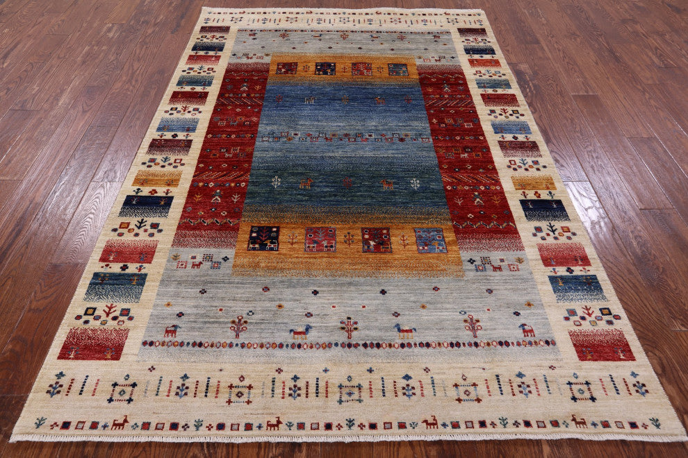 Persian Tribal Gabbeh Handmade Wool Rug 5' 6" X 7' 10" - Q12666