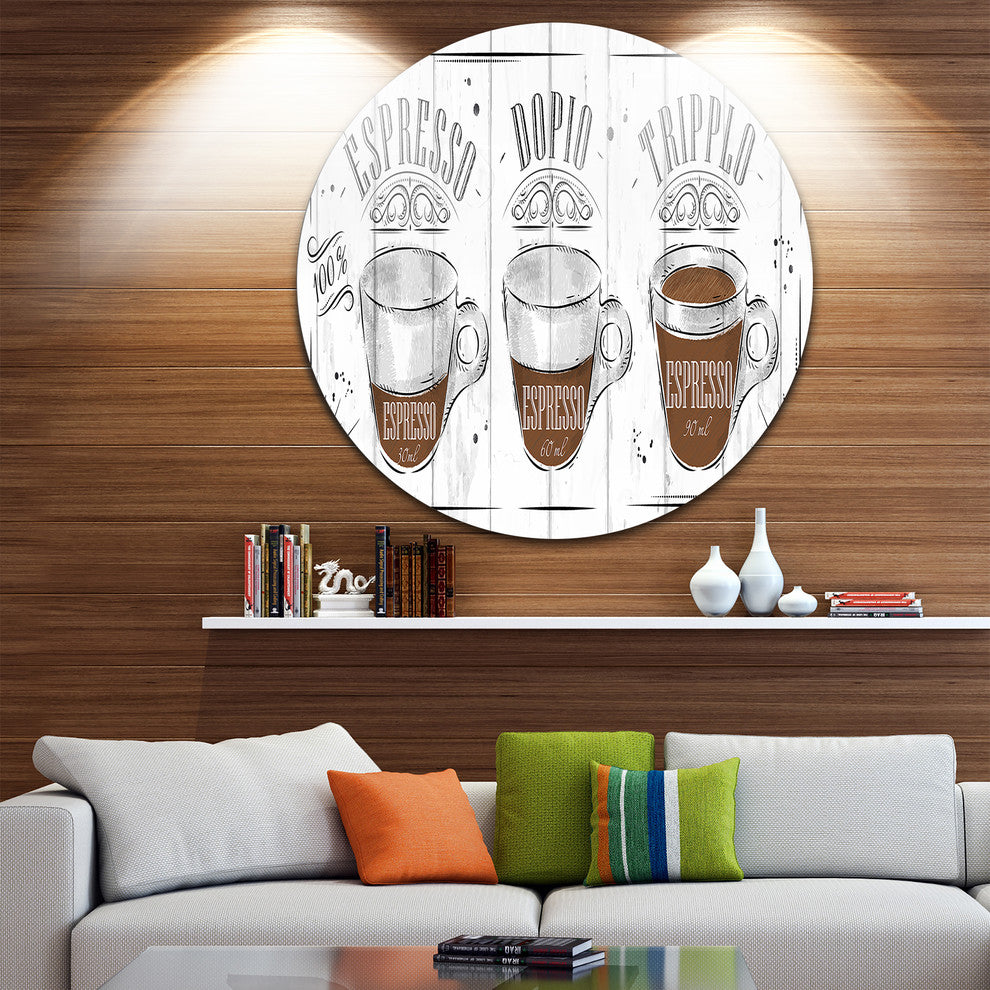 Espresso Kraf Grey, Poster Round Metal Wall Art, 11"