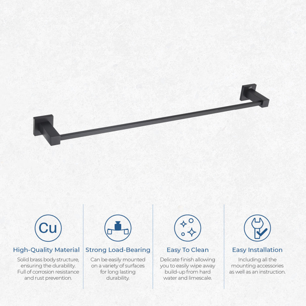 Cube 24" Bathroom Towel Bar KBA1504, Matte Black