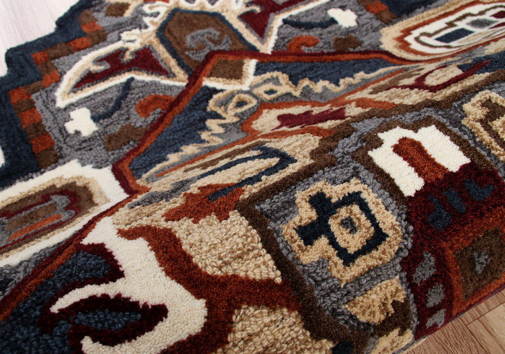 Southwestern Fall Cabin Medallion Shape Rug, 5' Round