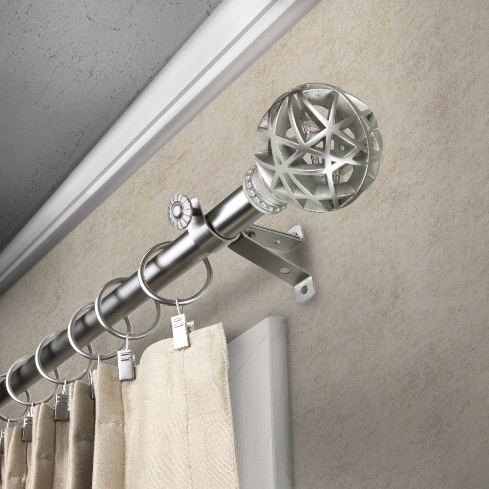 Arabella 13/16" Diameter Curtain Rod, Satin Nickel, 18-28"