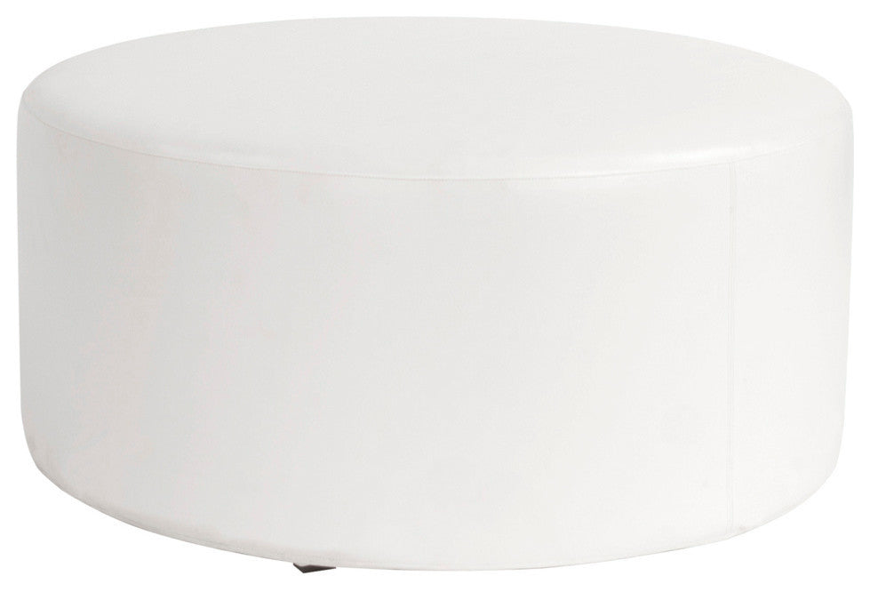 36" Universal Round Ottoman Slipcover, Atlantis White