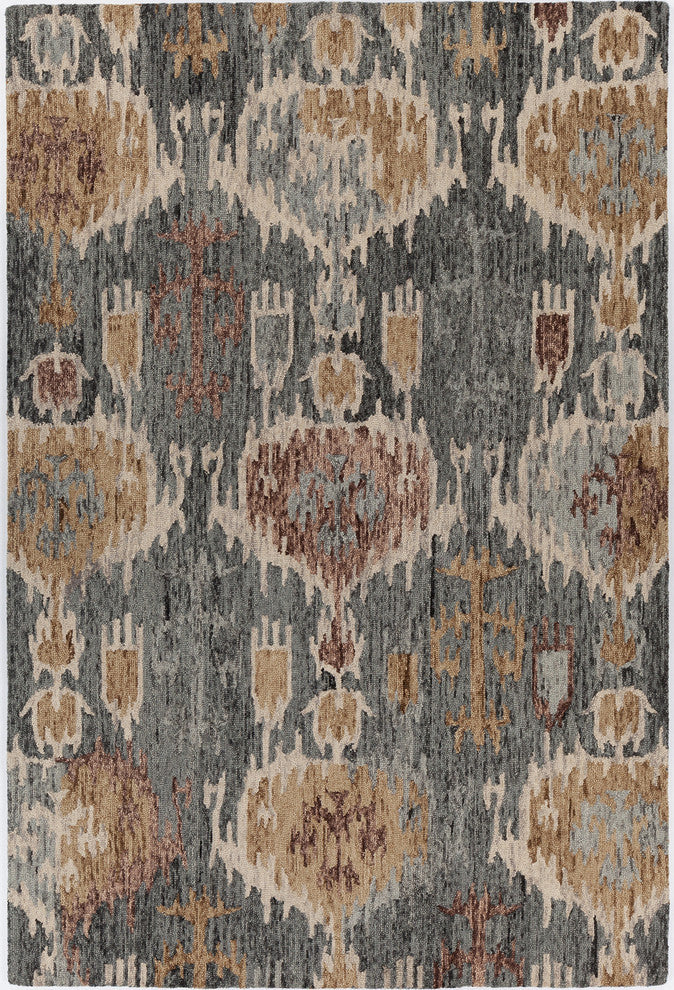 Kara Hand-Tufted Contemporary Rug, Gray/Blue/Brown/Beige, 7'9x10'6