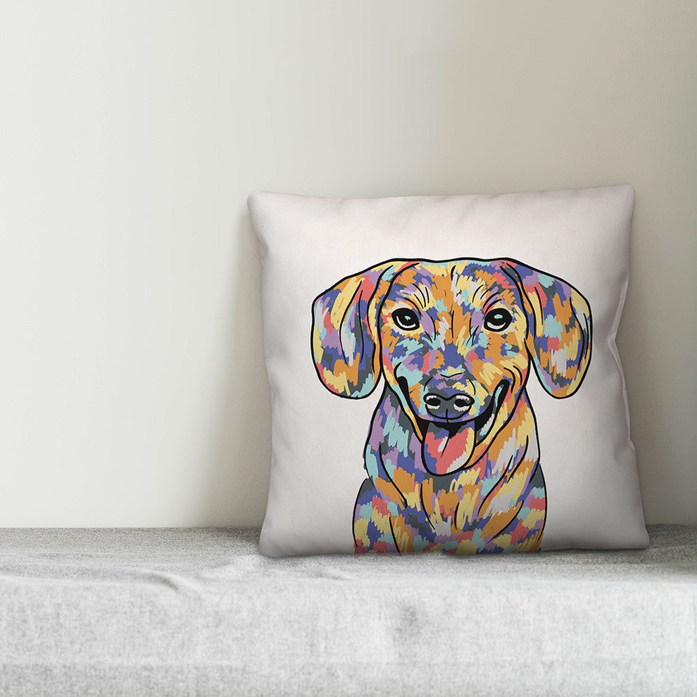Watercolor Dachshund Throw Pillow