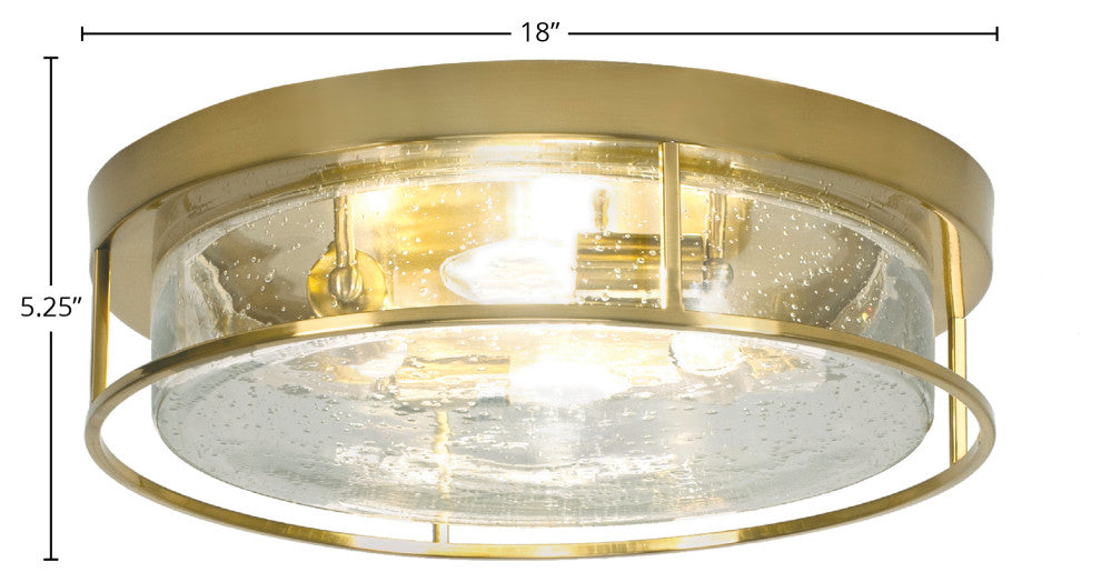 18" 4-Light Flush Mount Light, New Age Brass/Clear Bubble
