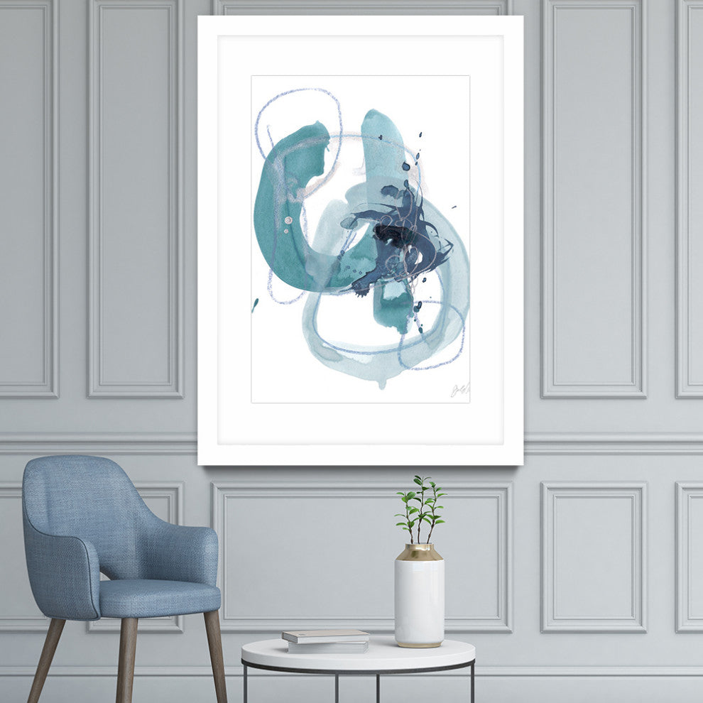 "Aqua Orbit II" Matted and Framed, 52" x 36"