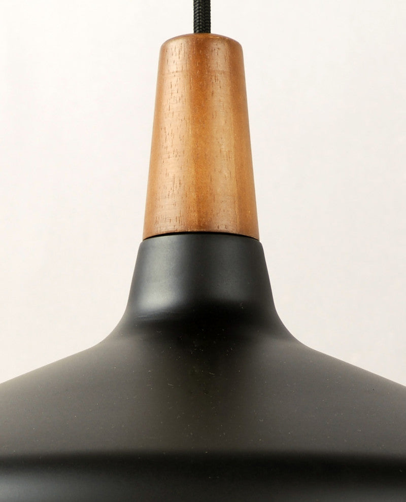 Maxim 11354 Nordic 1 Light 15\" Wood / Aluminum Pendant - Walnut / Black