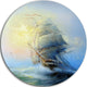 Sailing Boat, Seascape Painting Round Metal Wall Art, 11"