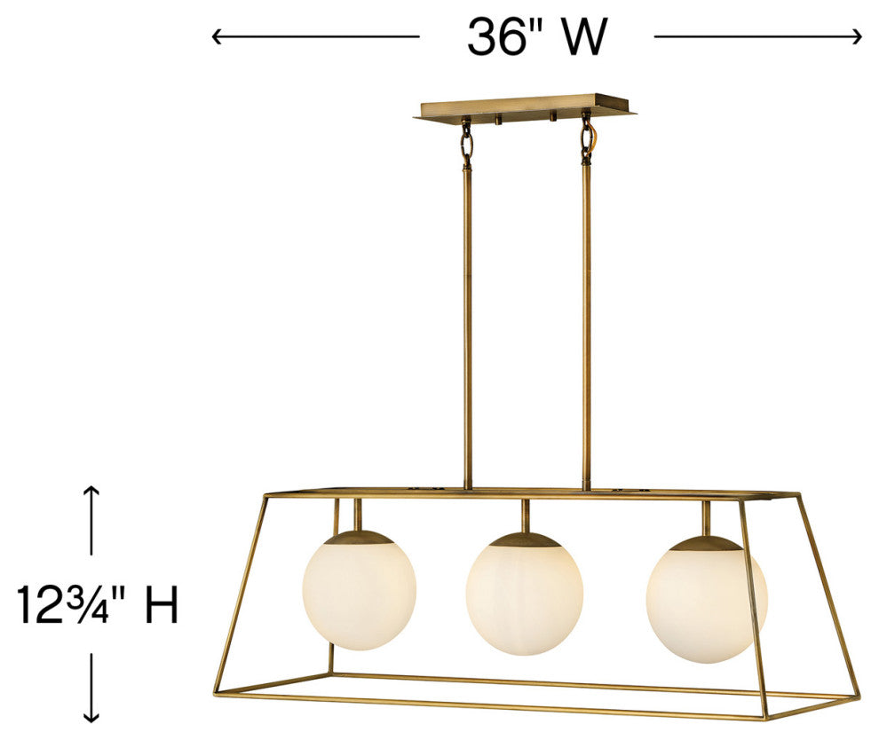 Hinkley Jonas Three Light Linear, Heritage Brass
