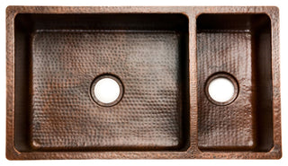 Premier Copper K75DB33199 33'' Copper Kitchen Double Basin Sink