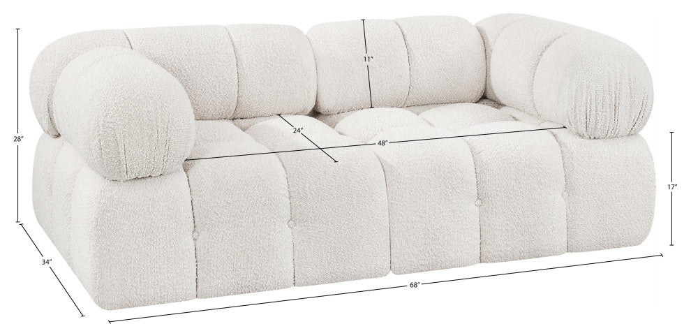 Ames Boucle Fabric Modular Sofa, Cream, 2-Piece: 2 Corner Chair