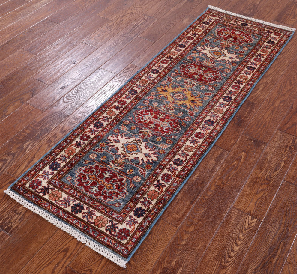 1' 11" X 6' 1" Handmade Super Kazak Wool Runner Rug Q10291
