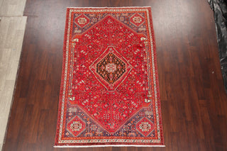 Consigned, Faded Traditional Handmade Vintage-Style Persian Area Rug, Red, 5x8