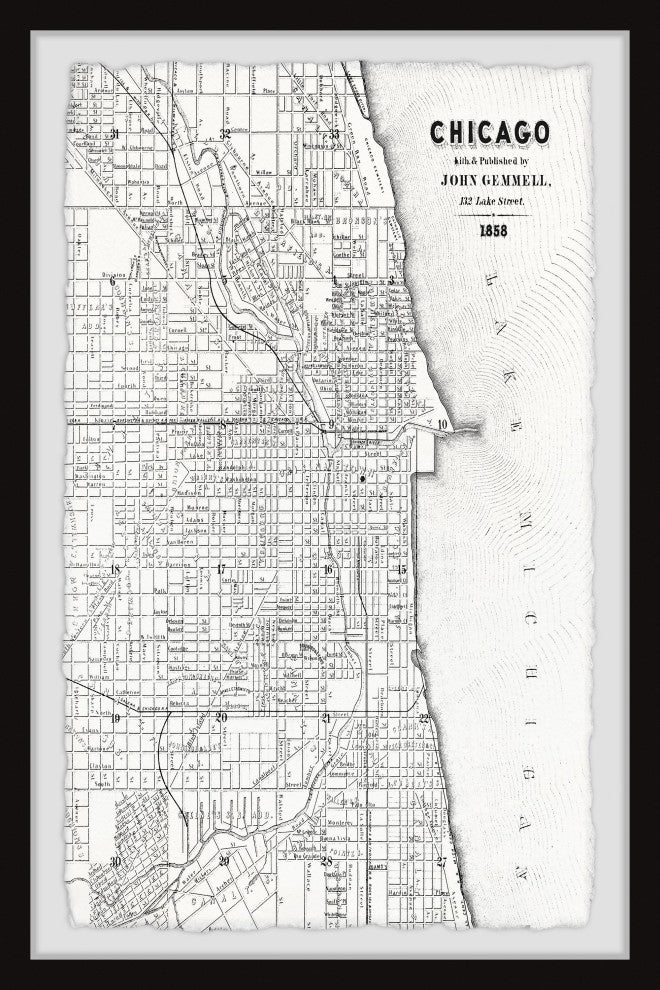 "Map of Chicago IV" Framed Painting Print, 24x36