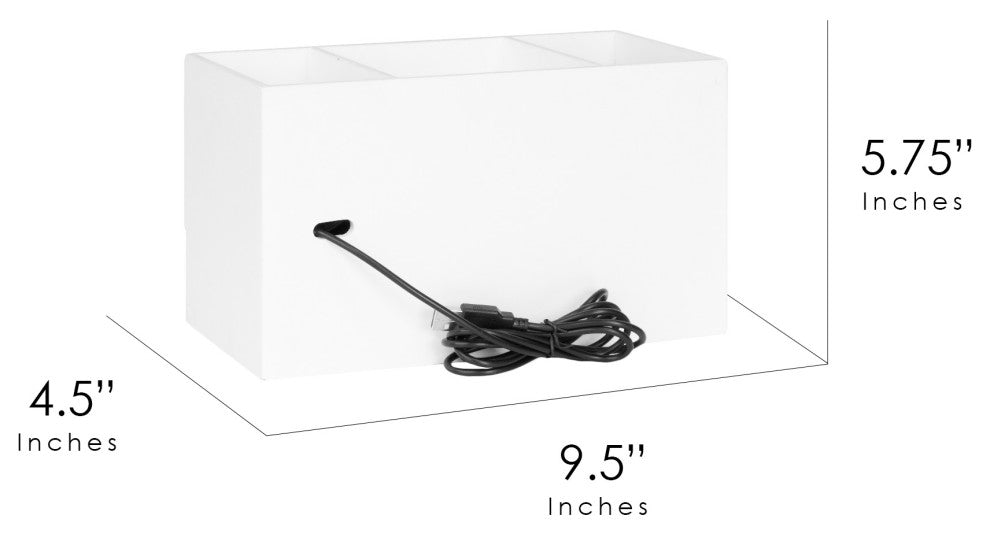 American Art Decor All-in-One USB charging 5 Compartments Desk Organizer - White