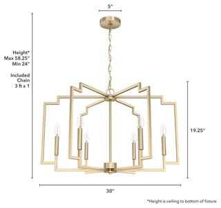 30" Zoanne Alturas Gold 6-Light Chandelier
