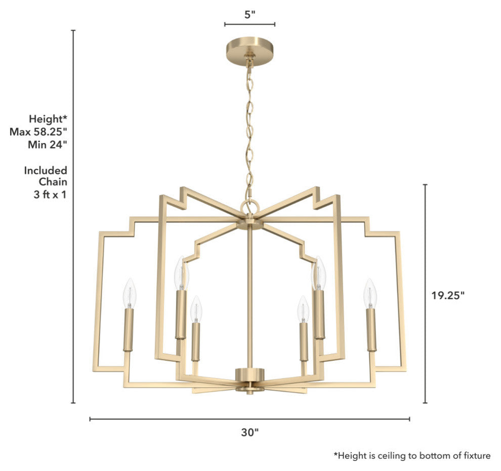 30" Zoanne Alturas Gold 6-Light Chandelier