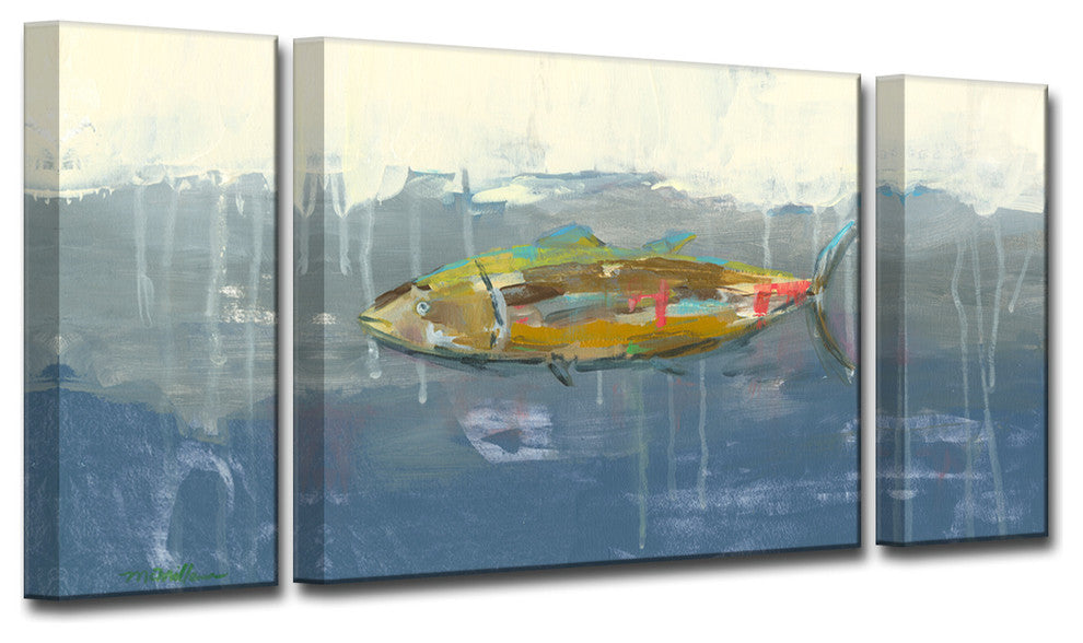 Tuna in Water'' 3-Piece Canvas Set by Dana McMillan