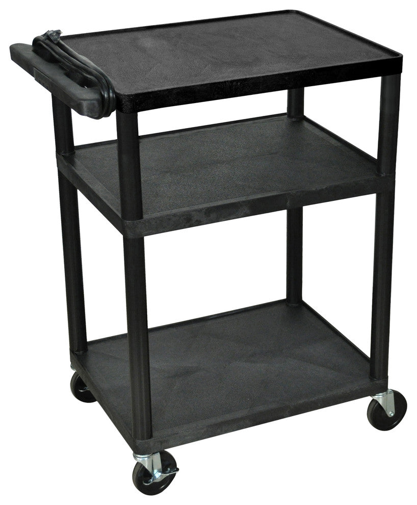 Luxor Endura 3-Shelf Black Presentation Cart, 34"