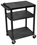 Luxor Endura 3-Shelf Black Presentation Cart, 34"