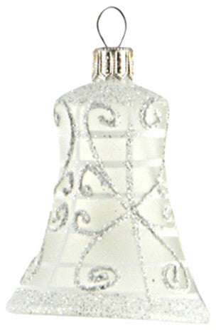 Glass Bell With White Lattice Ornament