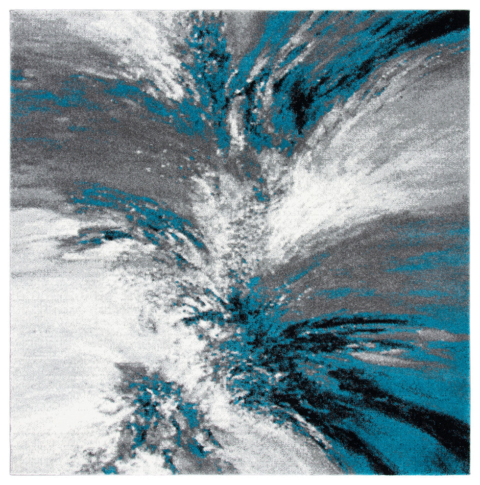 Safavieh Glacier Gla127M Organic and Abstract Rug, Blue and Gray, 5'3"x5'3" Squa