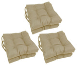 16" Polyester Solid Outdoor Square Tufted Chair Cushions, Set of 6, Sandstone