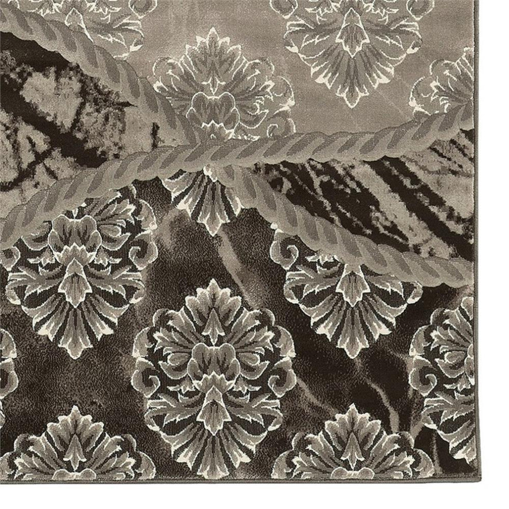 Linon Jewel Ybor Machine Made Polypropylene 5'x7'6" Rug in Brown