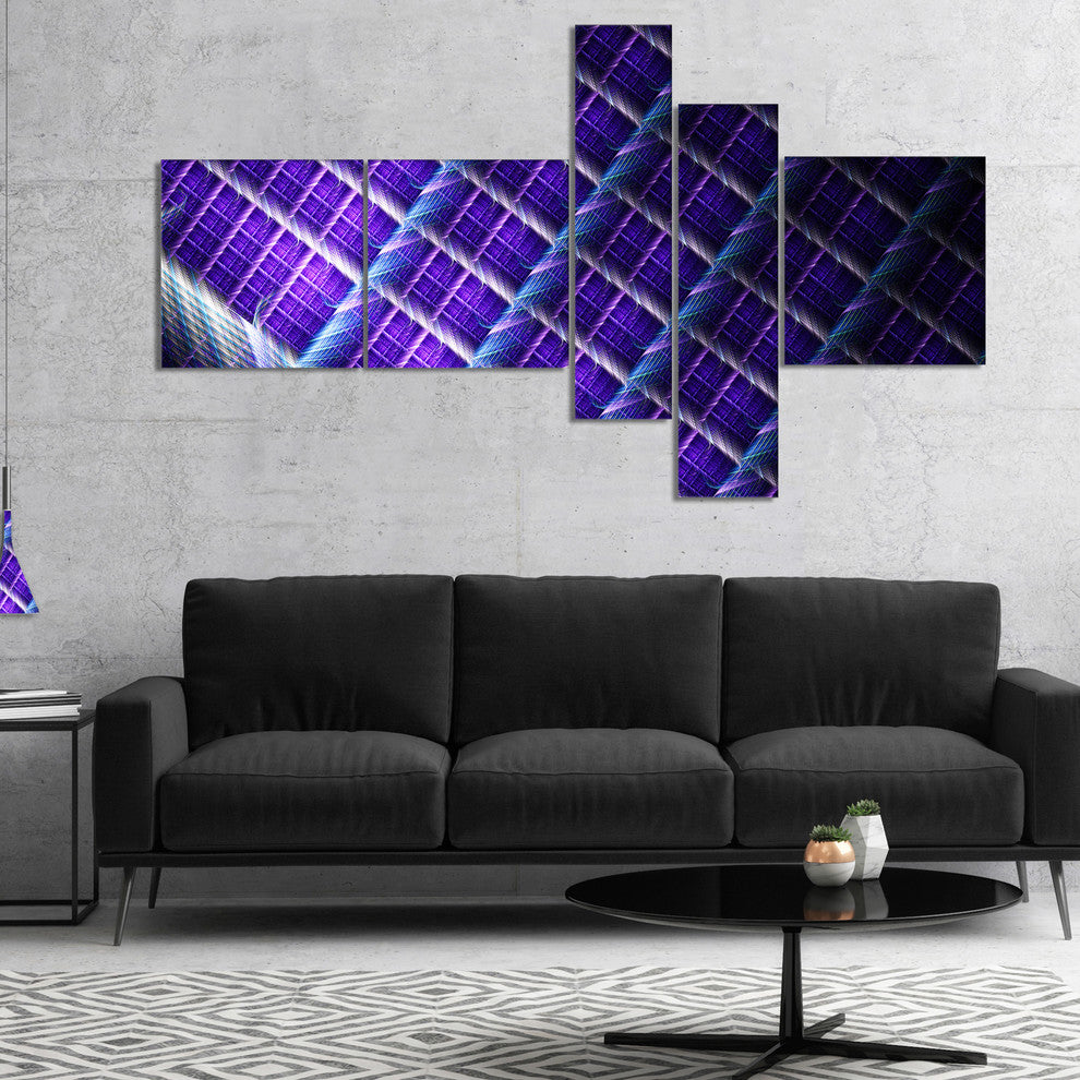 Light Purple Metal Grill, Abstract Art on Canvas, 60"x32", 5 panels