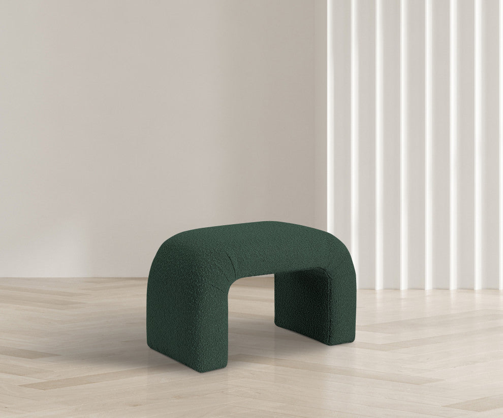 Niagara Boucle Fabric Upholstered Bench, Green, 28" Wide